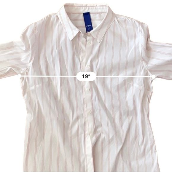 Kit And Ace White And Pink Striped Button Up Shirt Tailored Blouse Size 10 - Picture 6 of 14